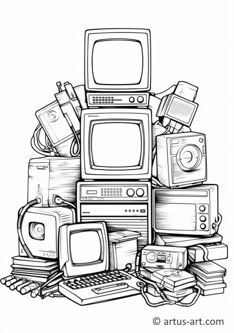 Recycled Electronics Coloring Page